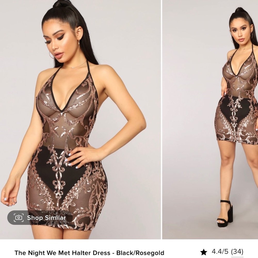 Never Worn NWT Fashion Nova ‘The Night We Met’ Sequin Halter Dress